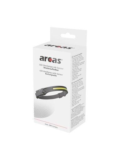 Arcas Galvos žibintuvėlis, 5W + 3W, įkraunamas USB-C, ARCAS