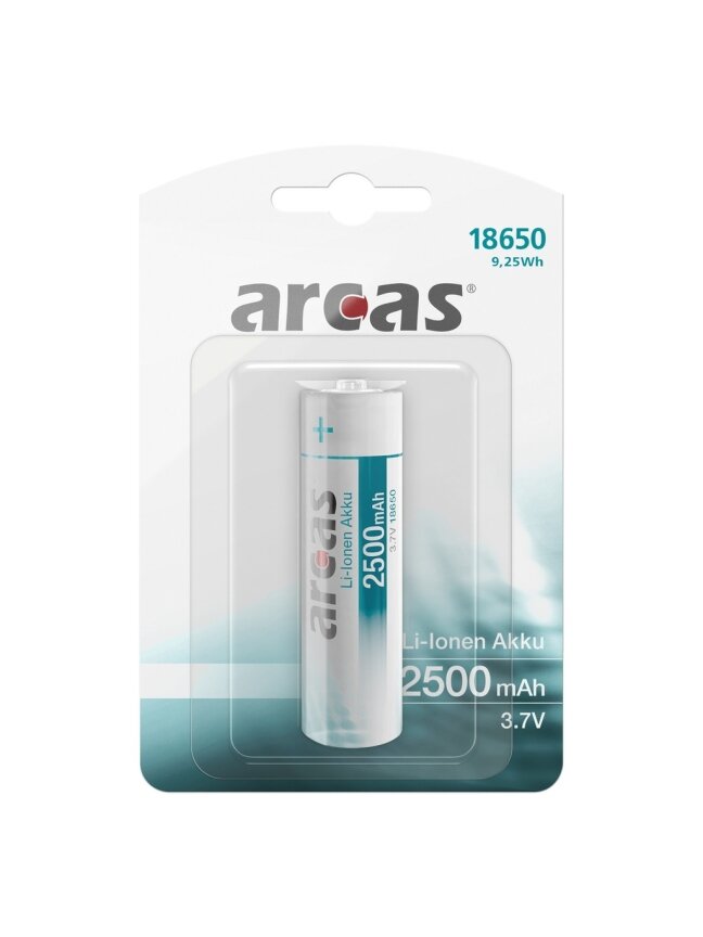 Arcas Įkraunamas elementas Li-ion 18650 3.7V B1 2500 mAh, ARCAS, 1 vnt. Arcas Įkraunamas elementas Li-ion 18650 3.7V B1 2500 mAh, ARCAS, 1 vnt.