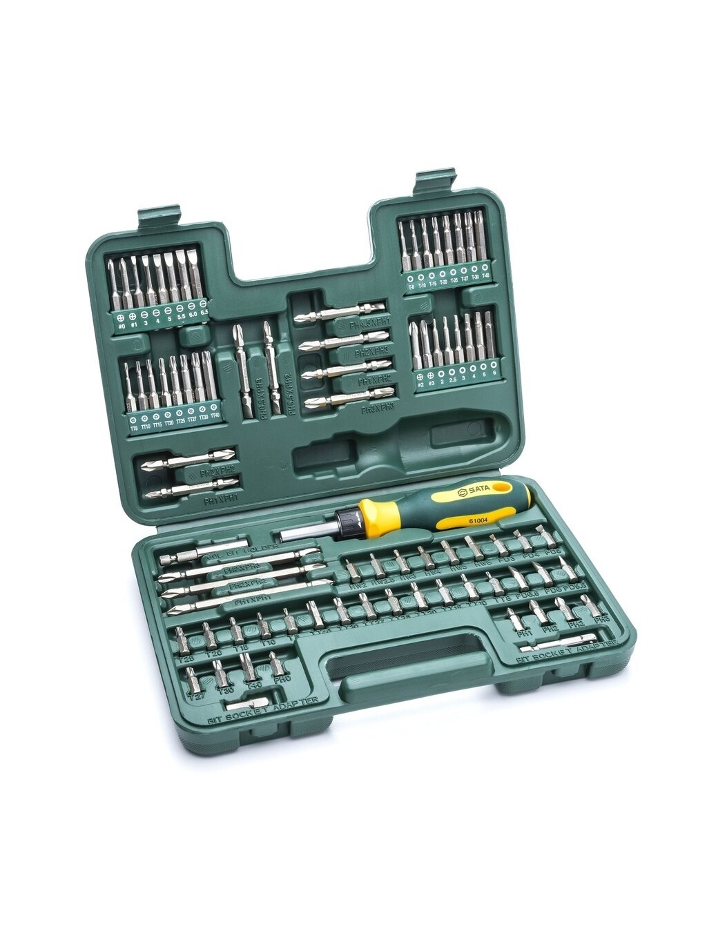 ⬡ Atsuktuvo antgalių rinkinys 80 vnt. (IMBUS, TORX, SPLINE) (S09326, SATA)