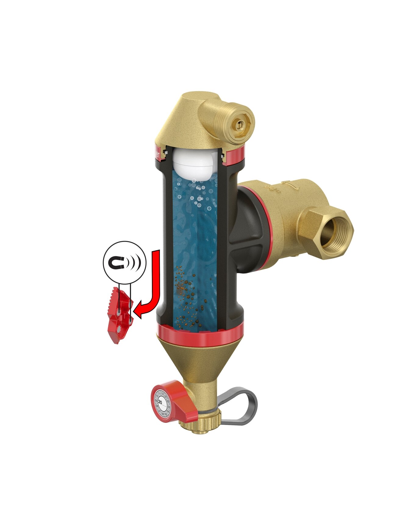 Atskirtuvas oro burbuliukams/ purvui Flamcovent Clean Smart 3/4", su magnetu 1