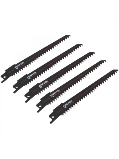 Atsarginiai pjūkleliai el.siaurapjūkliui (medžiui) 6TPI HCS 5 vnt. Faster Tools | 150x19x1,2mm