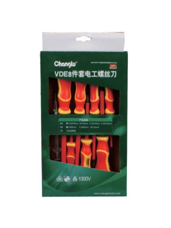⬡ Atsuktuvų izoliuotų VDE rinkinys 8 vnt. (CL505908, CHANGLU TOOLS)