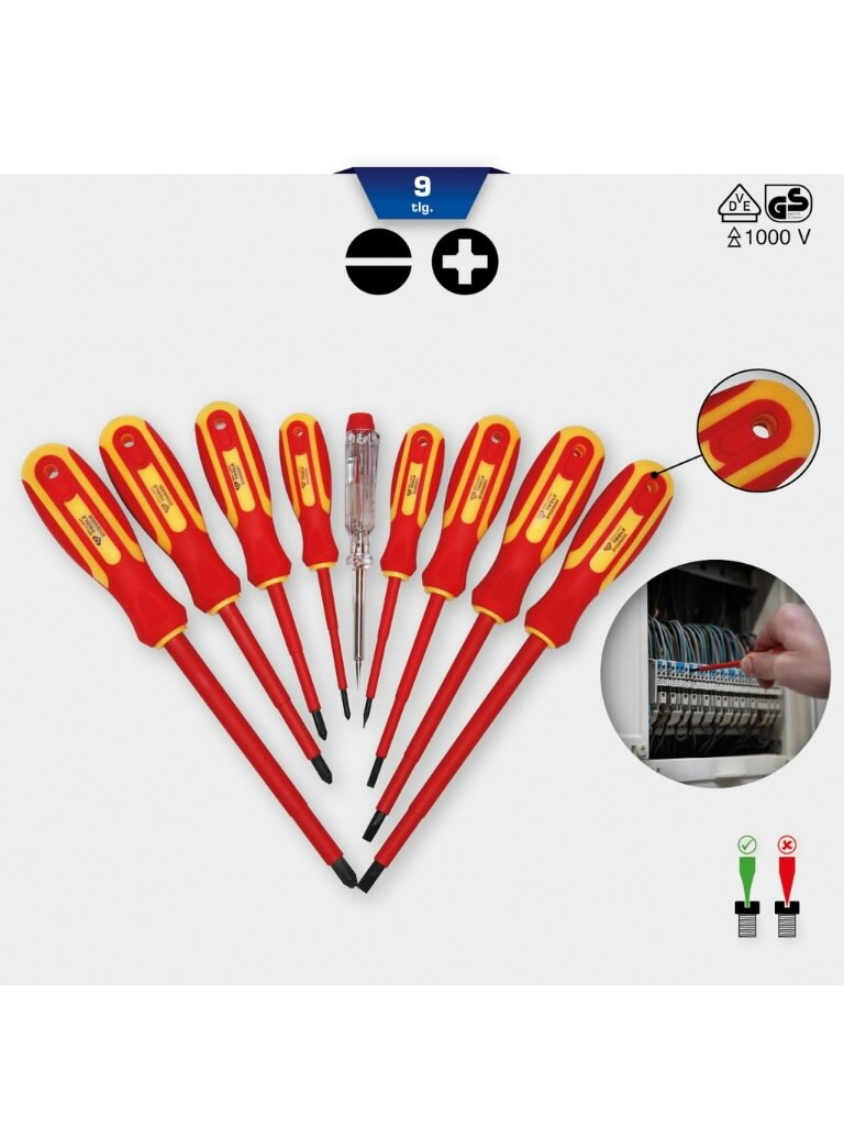 Atsuktuvų komplektas VDE, 9vnt, SL/PH, Brilliant Tools 2