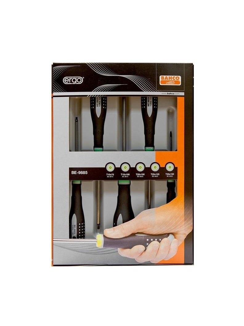 Atsuktuvų komplektas BAHCO ERGO TORX BE-9885, 5 vnt. Atsuktuvų komplektas BAHCO ERGO TORX BE-9885, 5 vnt.