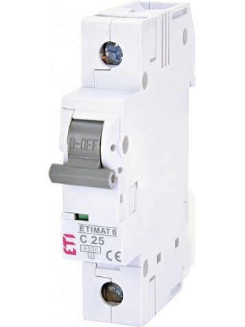 Automatinis jungiklis ETIMAT6, 1P, C, 6kA, 25 A