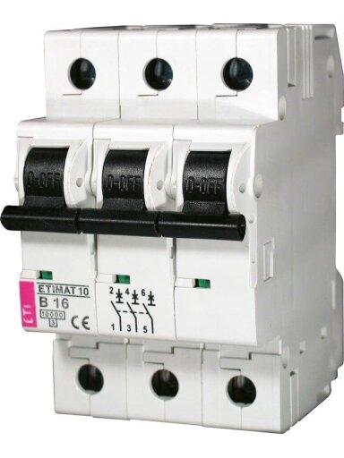 Automatinis jungiklis ETIMAT10, 3P, C, 10kA, 16 A