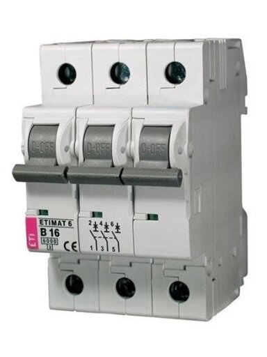 Automatinis jungiklis ETIMAT6, 3P, C, 6kA, 10 A