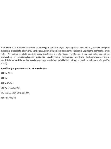 Automobilio variklio tepalas Shell Helix HX6, 10W-40, 5 l