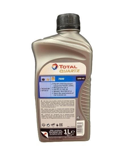 Automobilio variklio tepalas Total Quartz 7000, 10W-40, 1 l 1