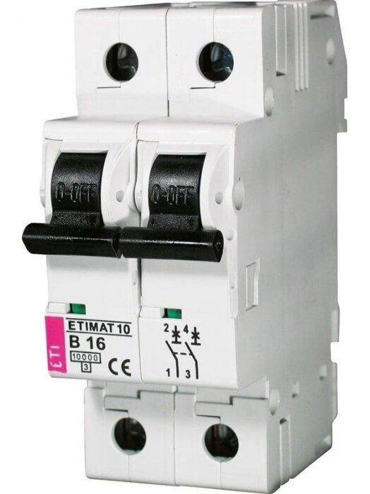 Automatinis jungiklis ETIMAT10, 2P, C, 10kA, 16 A