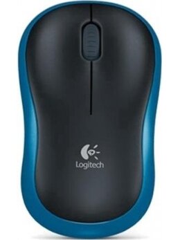 Belaidė kompiuterio pelė LOGITECH M185, juoda, mėlyna Belaidė kompiuterio pelė LOGITECH M185, juoda, mėlyna