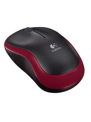 Belaidė kompiuterio pelė LOGITECH M185, juoda, raudona