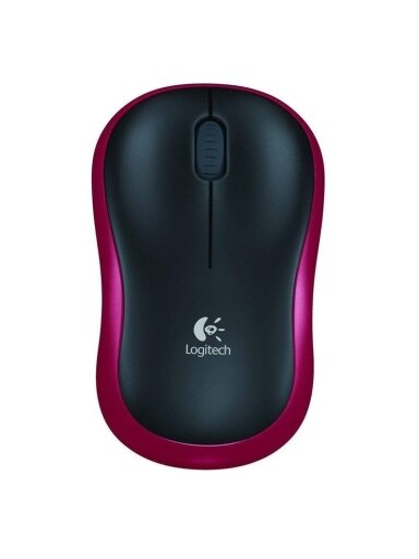 Belaidė kompiuterio pelė LOGITECH M185, juoda, raudona