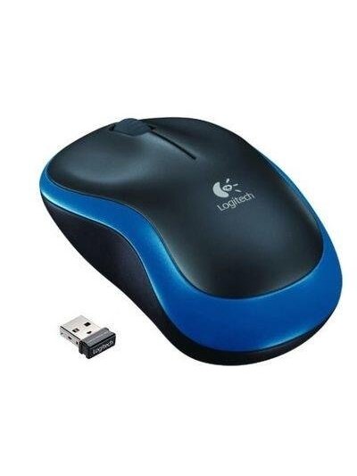 Belaidė kompiuterio pelė LOGITECH M185, juoda, mėlyna 2 Belaidė kompiuterio pelė LOGITECH M185, juoda, mėlyna 2