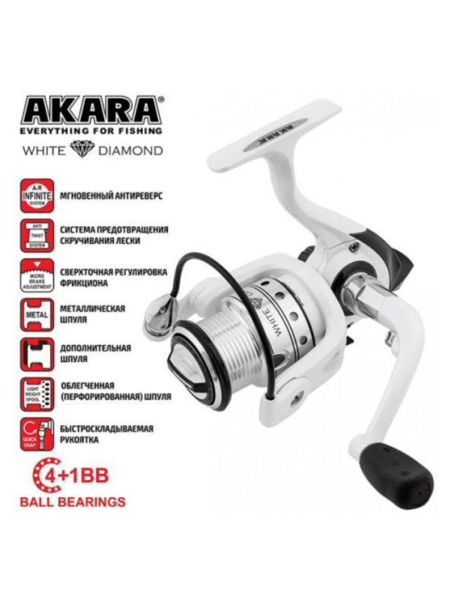 Beinertinė Ritė AKARA White Diamond AWD1000, Guoliai 4+1, Perdavimas 5,1:1, Max 5,5 kg.