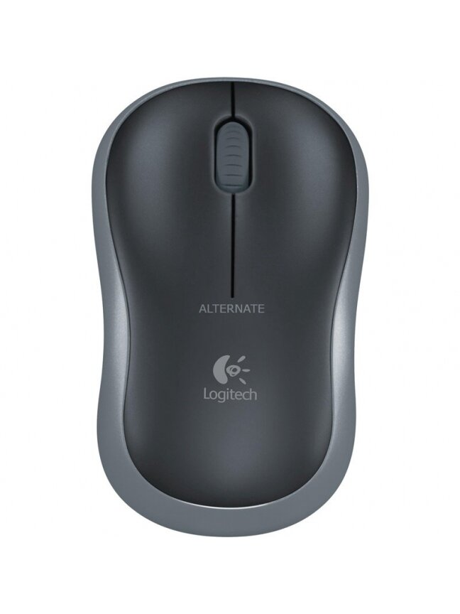 Belaidė kompiuterio pelė LOGITECH M185, juoda, pilka Belaidė kompiuterio pelė LOGITECH M185, juoda, pilka