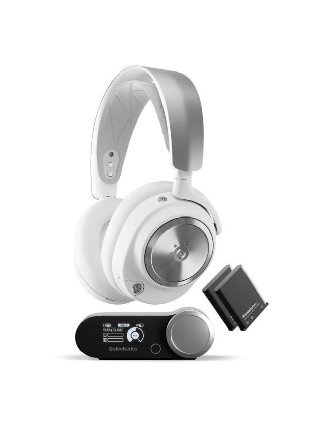 Belaidės ausinės Steelseries Arctis Nova Pro, baltos/pilkos Belaidės ausinės Steelseries Arctis Nova Pro, baltos/pilkos