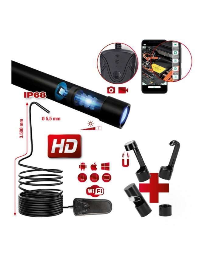 Belaidžio videoskopo komplektas su Ø 5,5 mm 0° HD priekinės, KS Tools 2 Belaidžio videoskopo komplektas su Ø 5,5 mm 0° HD priekinės, KS Tools 2