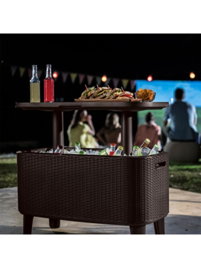 BevyBar Rattan šaltkrepšis-staliukas - Ruda 3