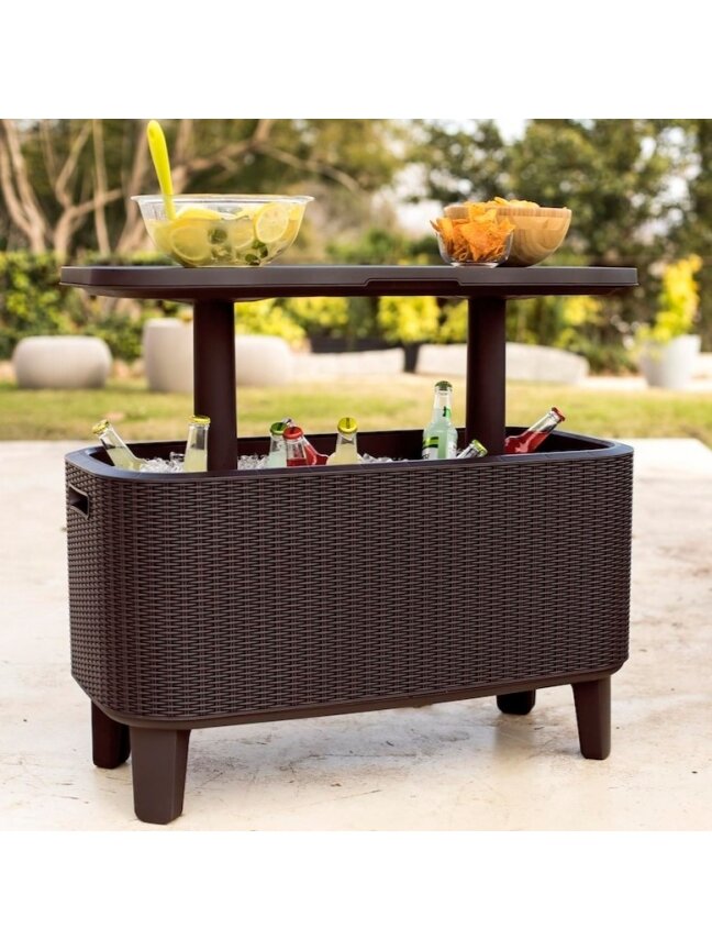 BevyBar Rattan šaltkrepšis-staliukas - Ruda 4