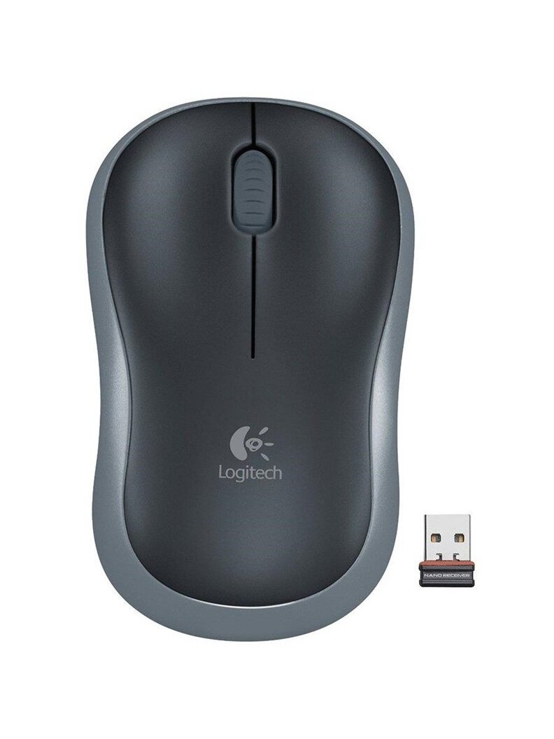 Belaidė kompiuterio pelė LOGITECH M185, juoda, pilka 1 Belaidė kompiuterio pelė LOGITECH M185, juoda, pilka 1