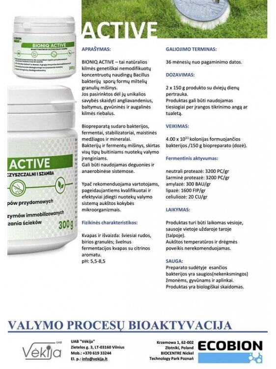 Biopreparatas valymo įrenginiams BioniQ Active 0.3 kg 2