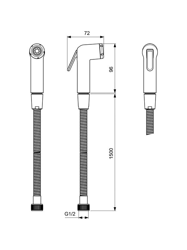 Bidė dušelis su metaline žarna 1500 mm, chromas 1