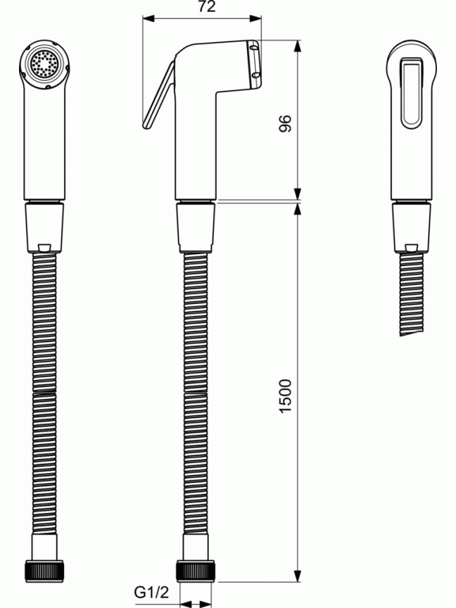 Bidetės galvute Ideal Standard, su metaline 1500 mm žarnele 1 Bidetės galvute Ideal Standard, su metaline 1500 mm žarnele 1
