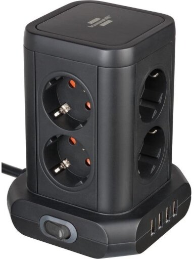 Buitinis ilgintuvas-stovas BRENNENSTUHL, 8 vietų, 4USB, 2 m