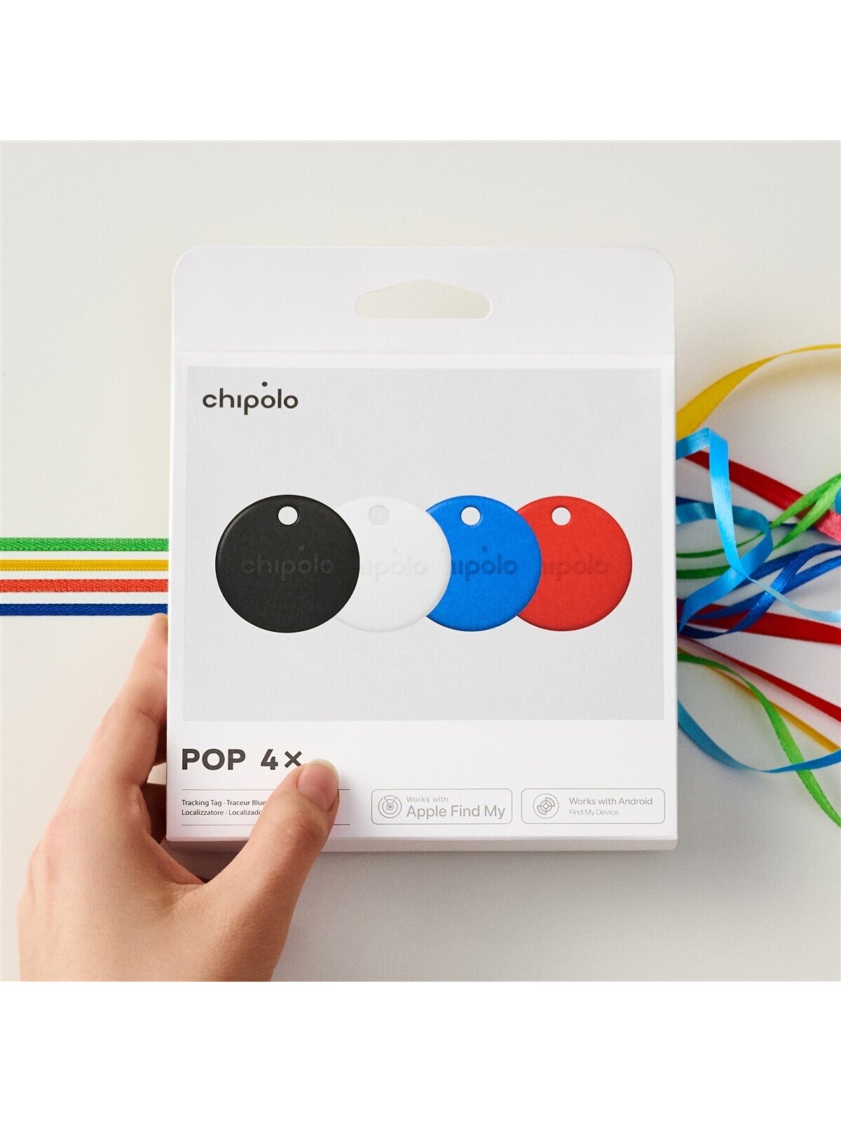Chipolo POP – Bluetooth Tracker with Replaceable Battery for iOS & Android, 4pack -Black, White, Red, Blue 3 Chipolo POP – Bluetooth Tracker with Replaceable Battery for iOS & Android, 4pack -Black, White, Red, Blue 3