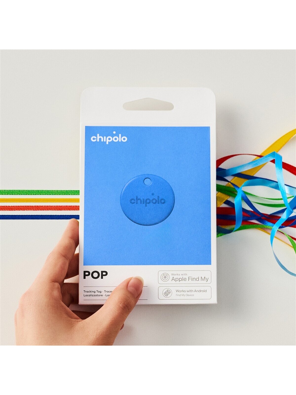 Chipolo POP – Bluetooth Tracker with Replaceable Battery for iOS & Android, Blue