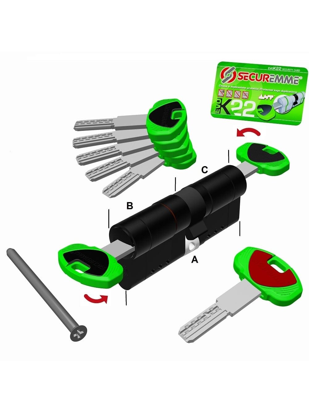 Cilindras K22 TOP Security ( 72mm ilgio ) Cilindras K22 TOP Security ( 72mm ilgio )