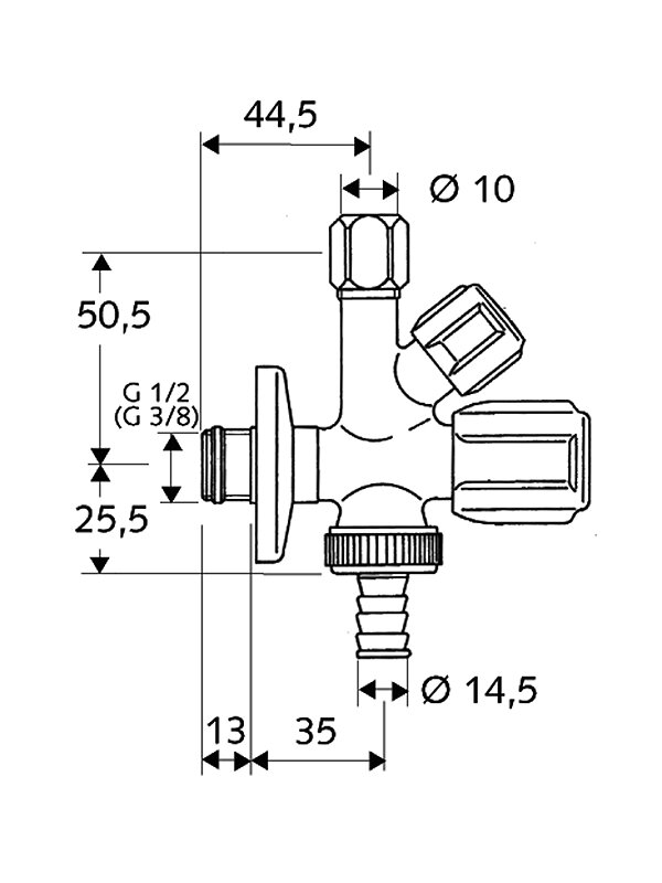 COMFORT SCHELL vent. kombinuotas1/2"x3/8"x3/4" 1
