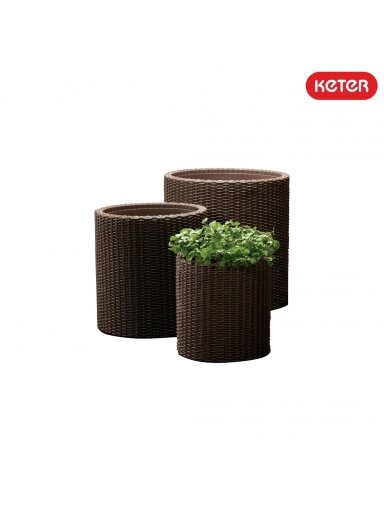 CYLINDER S+M+L vazonų komplektas - Ruda