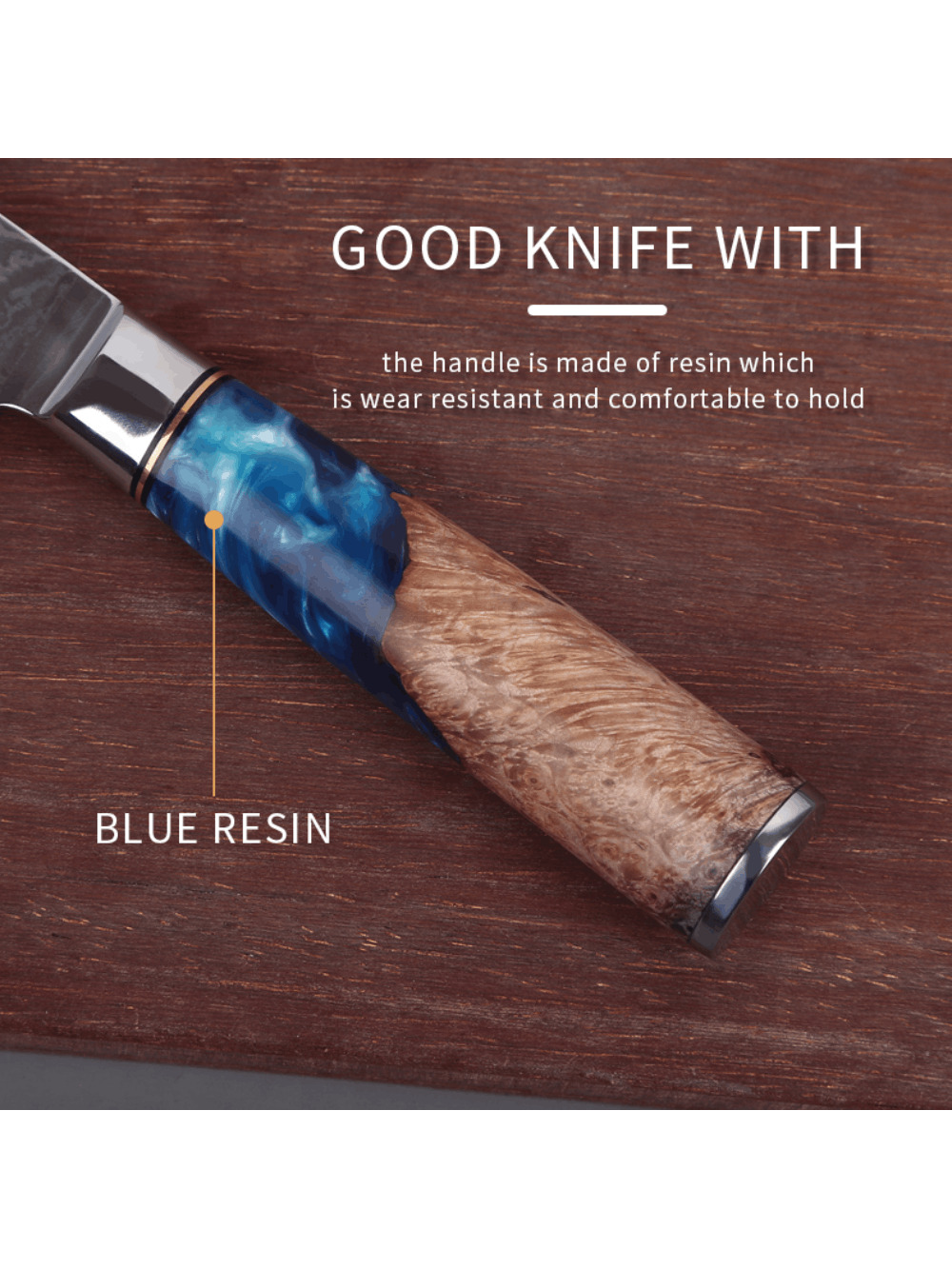 Damasko Plieno 20.1cm Santoku Peilis Usugiri JH-D-015 1
