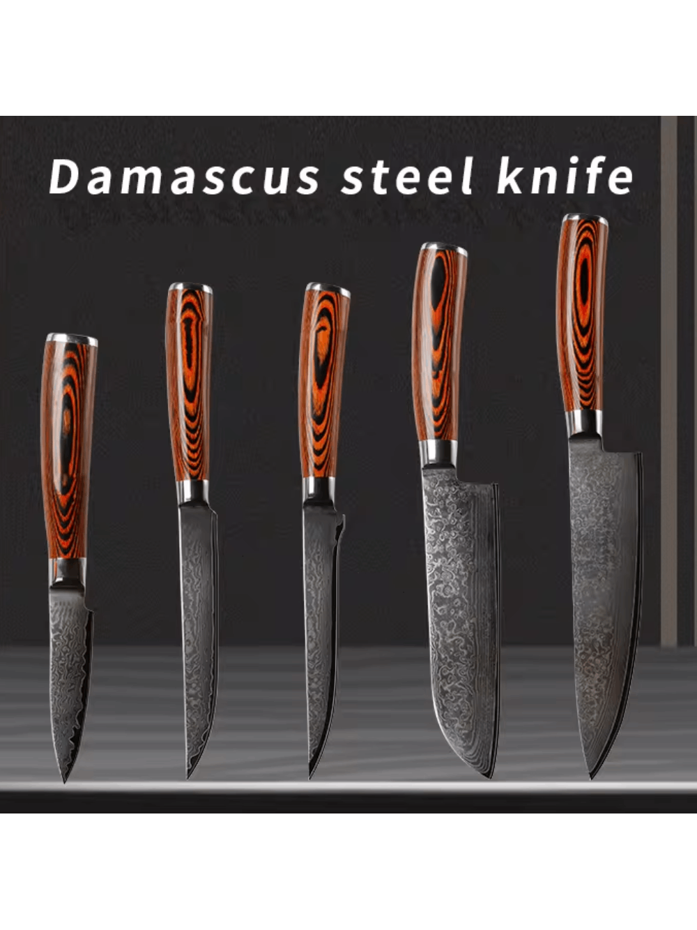 Damasko Plieno Virtuvinių Peilių Rinkinys Usugiri D-02, 5 Dalių 10