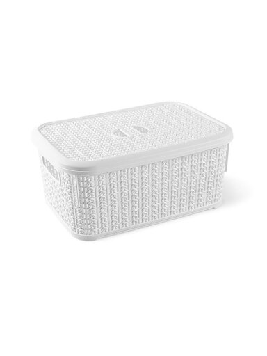 Daiktadėžė su dangčiu Knit M-066, 6 l, plastikas, balta