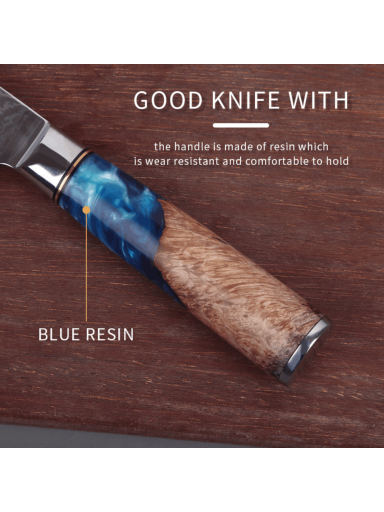 Damasko Plieno 20.1cm Santoku Peilis Usugiri JH-D-015