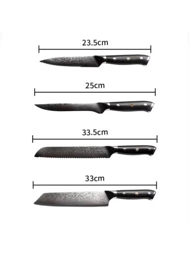 Damasko plieno virtuvinių peilių rinkinys Usugiri Kuroha, 8 dalių