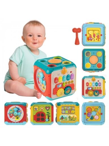 Daugiafunkcinis Montessori Veiklos Kubas 6in1 WOOPIE BABY 18m+