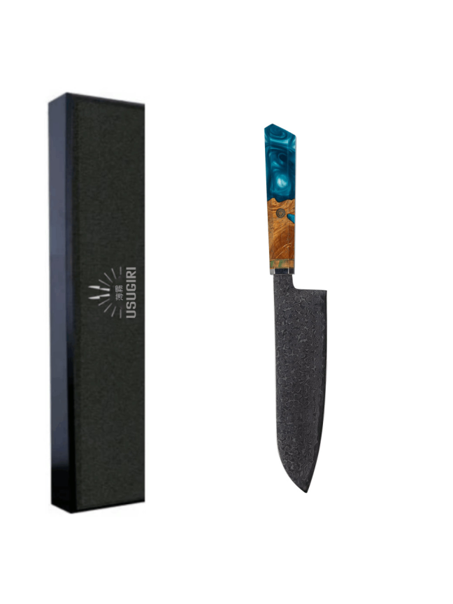 Damasko Plieno 20.1cm Santoku Peilis Usugiri JH-D-015 4 Damasko Plieno 20.1cm Santoku Peilis Usugiri JH-D-015 4