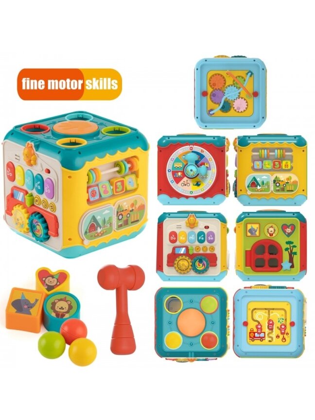 Daugiafunkcinis Montessori Veiklos Kubas 6in1 WOOPIE BABY 18m+ 5