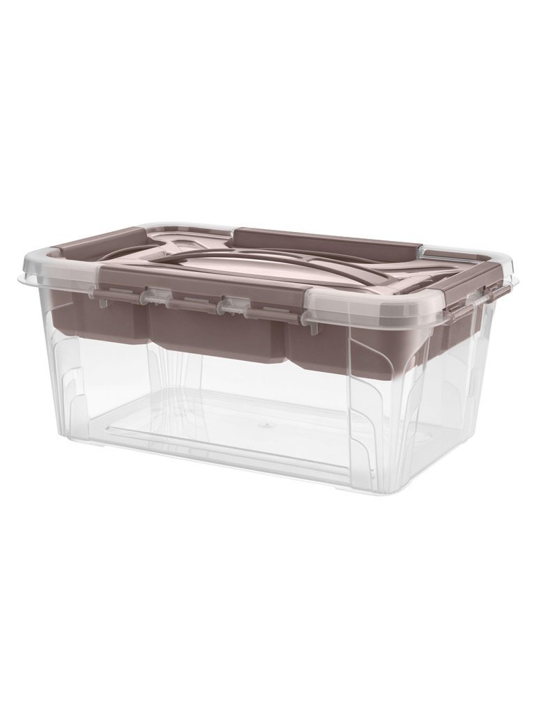 Daiktadėžė KEEEPER, 4,2 l, skaidri, ruda, 29×19×12,4 cm Daiktadėžė KEEEPER, 4,2 l, skaidri, ruda, 29×19×12,4 cm