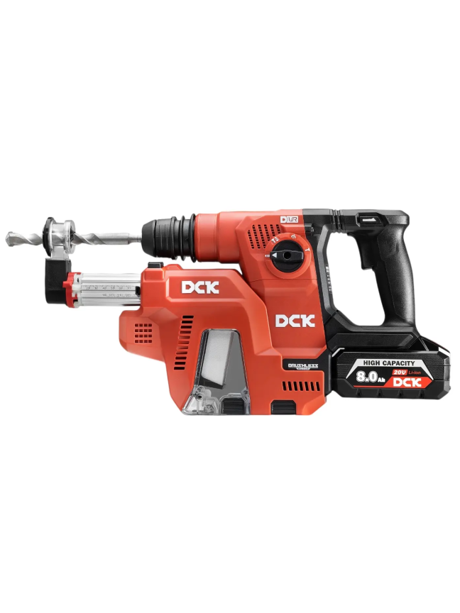 DCK Akumuliatorinis bešepetėlinis perforatorius su nusiurbimu SDS+, 2,6J , 20V, KRHDE20V-26R2KIT, DCK (2x8,0Ah akumuliatorius, įkroviklis) DCK Akumuliatorinis bešepetėlinis perforatorius su nusiurbimu SDS+, 2,6J , 20V, KRHDE20V-26R2KIT, DCK (2x8,0Ah akumuliatorius, įkroviklis)