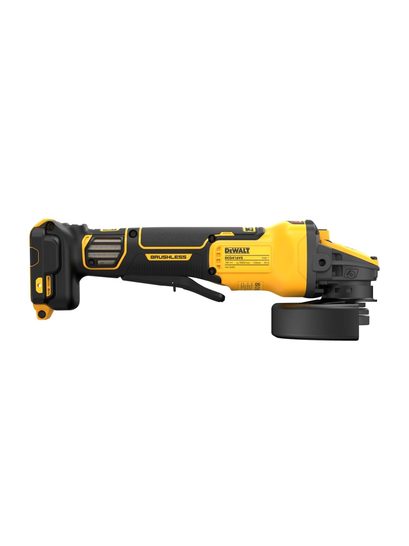 DeWalt Kampinis šlifuoklis Advantage DCG416VSN 18V, DeWALT 1 DeWalt Kampinis šlifuoklis Advantage DCG416VSN 18V, DeWALT 1