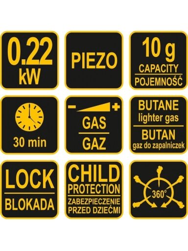 Degiklis dujinis Piezo 1300°C Vorel | 8g.