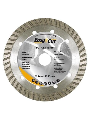Deimantinis pjovimo diskas Cedima EC-42.2 125x22,23x2,2mm