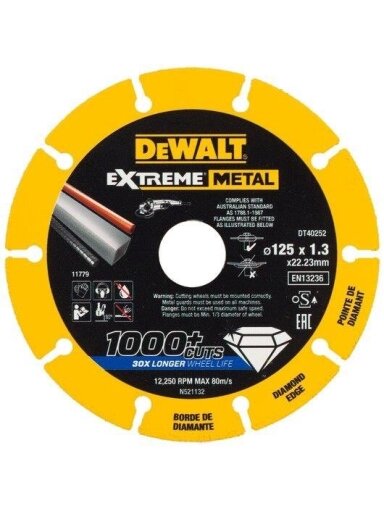 Deimantinis pjovimo diskas DeWalt 125 x 22,23 x 1,3 mm