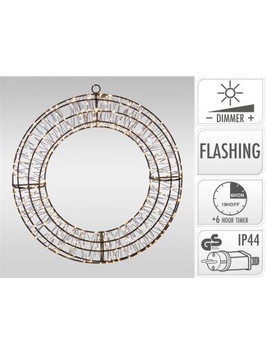 Dekoracija Žiedas su LED, AX5393600, D38 cm, juoda Dekoracija Žiedas su LED, AX5393600, D38 cm, juoda