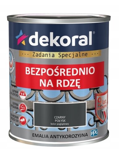 Dekoral, emalis antikorozinis | 0,65 ltr juodas blizgus RAL 9005